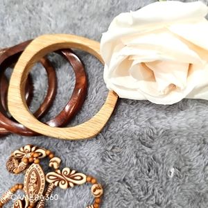 Combo #1 ...6 pices of wood bracelets and resin bead necklace